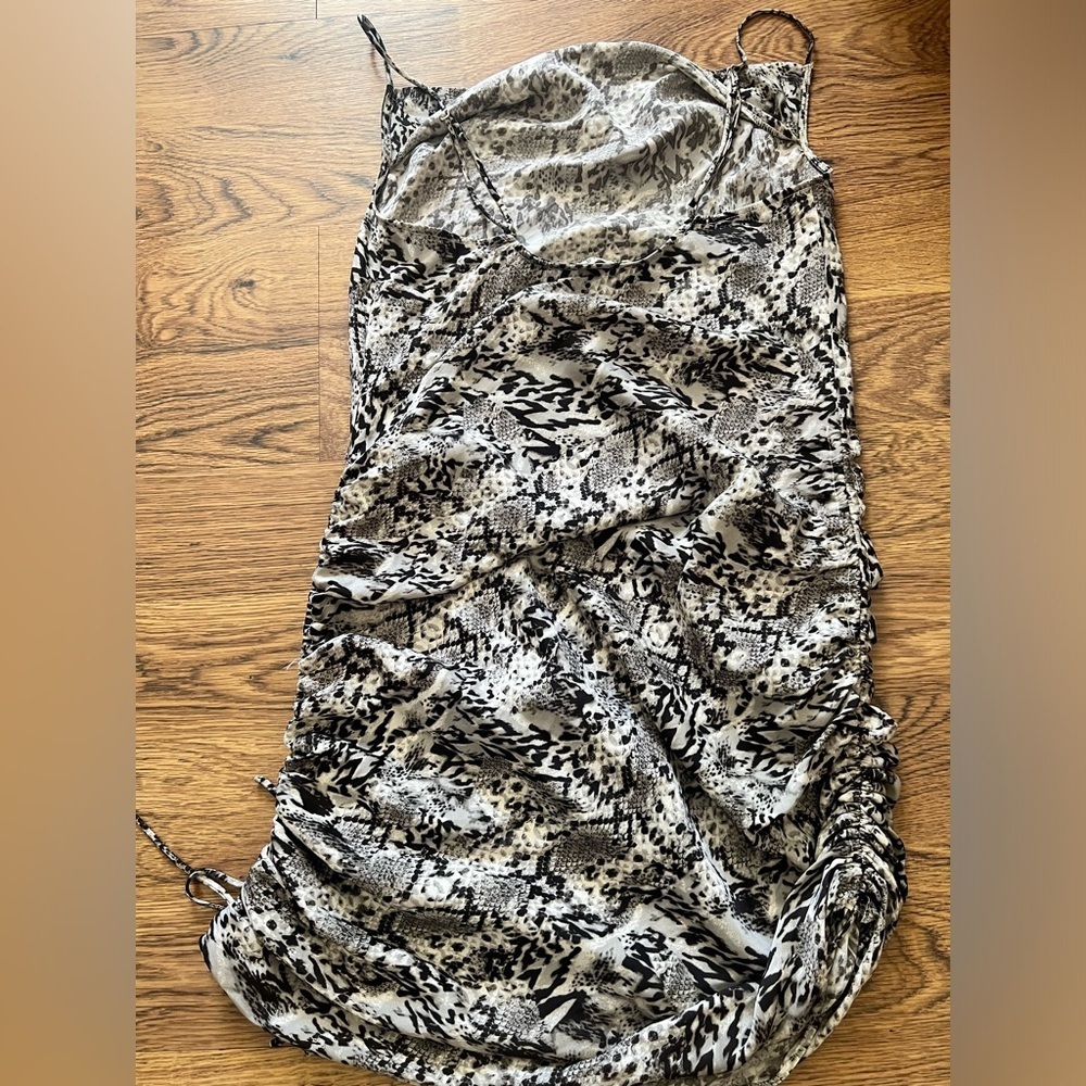 Free people intimately boho snakeskin ruched side tie small slip mini dress - Picture 5 of 8